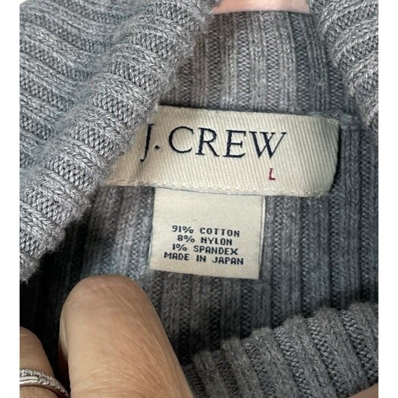 VTG J. CREW Cotton Women Large Gray Pullover Turtle‎ Neck Sweater Rubbed - Picture 3 of 9